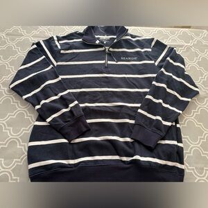 SEASIDE Ladies Navy and White Striped 1/4 Zip Sweatshirt Size Small from 30A